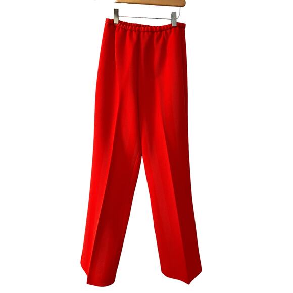 Vintage 70s Polyester super high waisted Wide Leg Pants Red Orange - Picture 1 of 4
